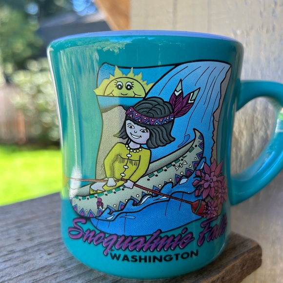 Diner Mug. Thick handle. “Snowqualmie, Wa.  Aqua tone - Picture 1 of 5